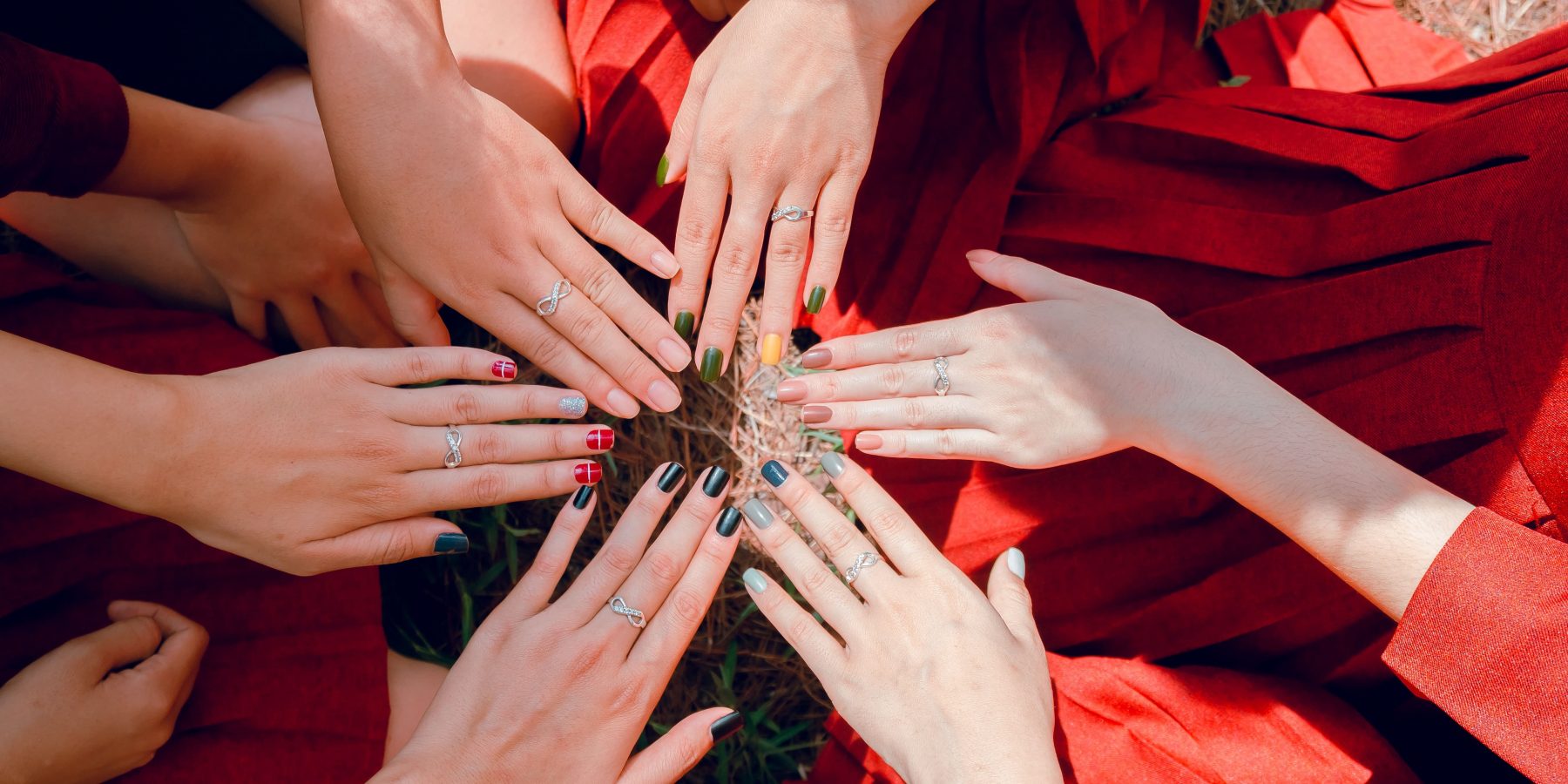 Six women's hands, each with a dazzling and beautiful Nail Art Designs