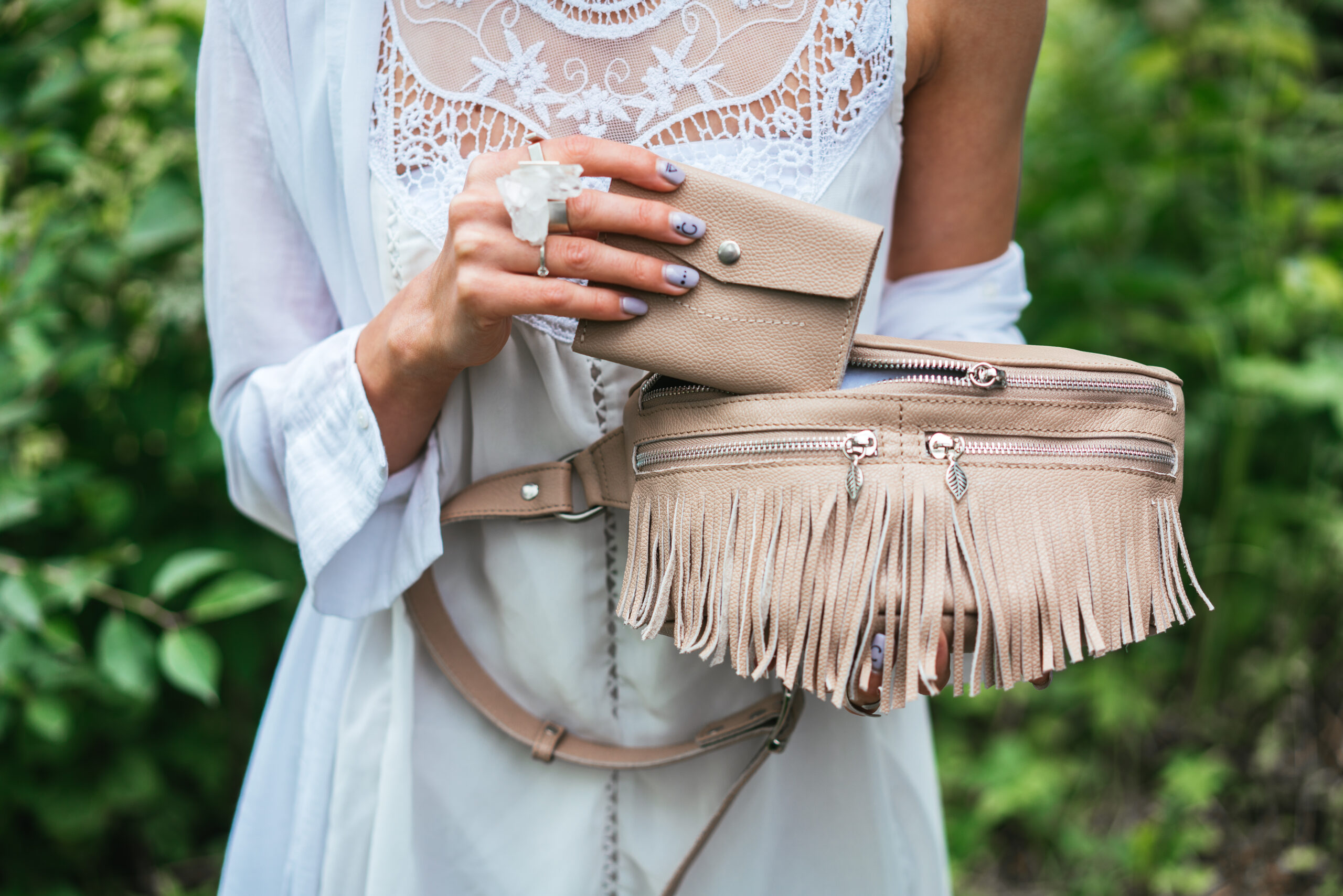 Woman with a bag. From a close angle