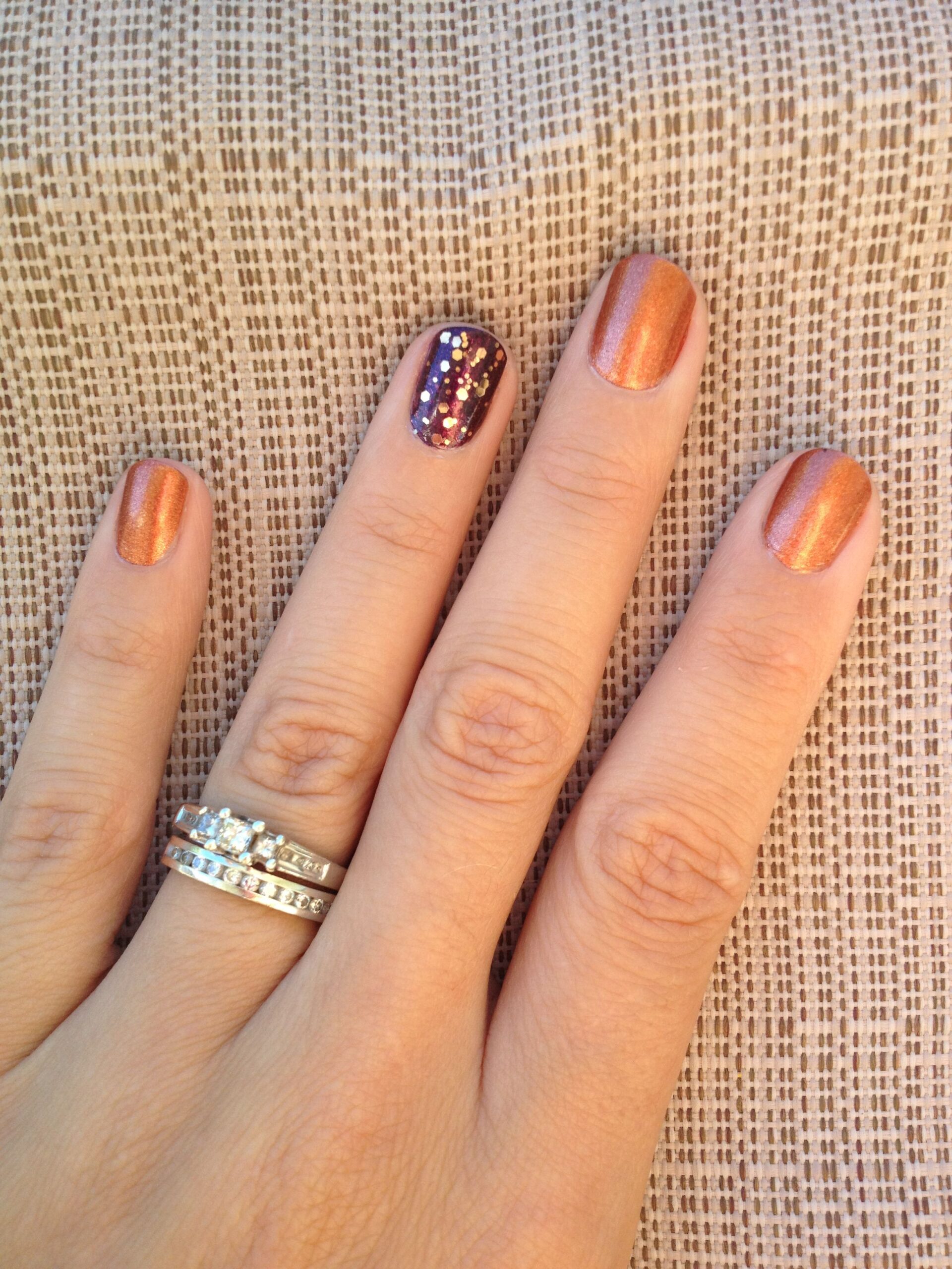 Copper Accents, fall Design, Woman's Nails