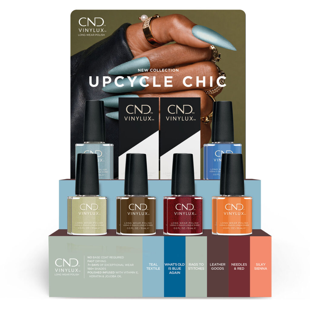 CND Fall 2023 collection, the Upcycle Chic. Six Vinylux bottle shades 