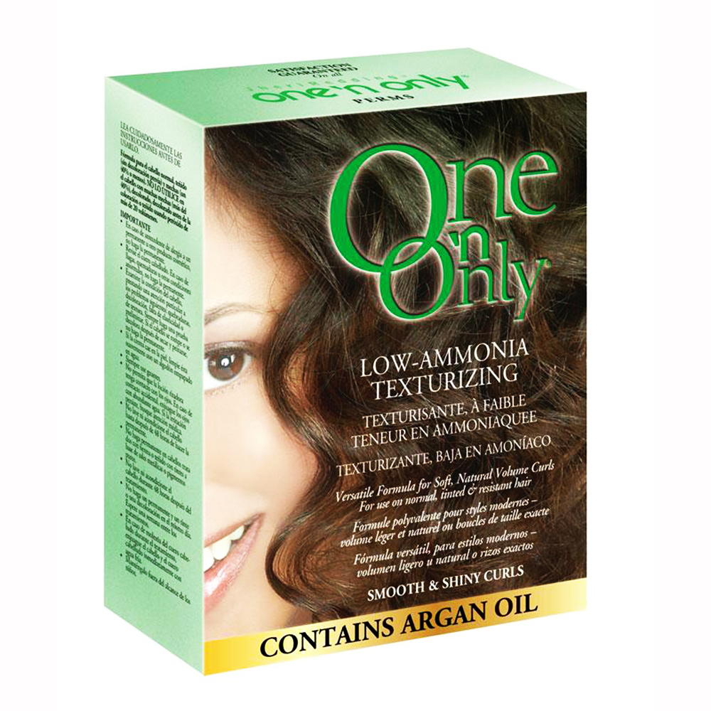 One 'N Only Low-Ammonia Texturizing Perms. 
Soft body waves to more defined, natural-looking curls
Gives hair superior shine and silky softness
Eliminates residual perm odour
Kind to the hair with a low pH
Reduces damage
One 'n Only Low Ammonia Texturizing Acid Perms offers contemporary styling for soft, natural volume or true to rod size curl. Gives a wide variety of curl options from soft waves to natural-looking curls. Hair will be nourished and healthy with brilliant shine and baby soft to the touch.