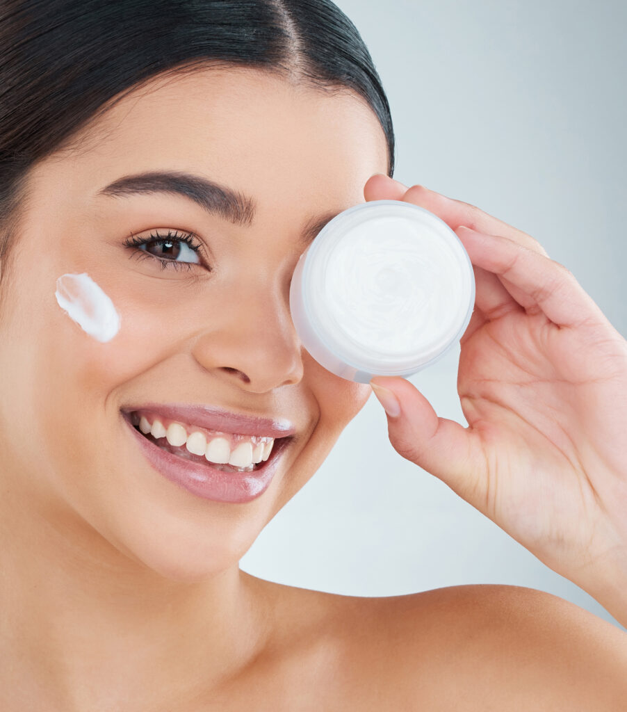 Balm Cleansers. Cropped portrait of an attractive young woman posing in studio against a grey background. 