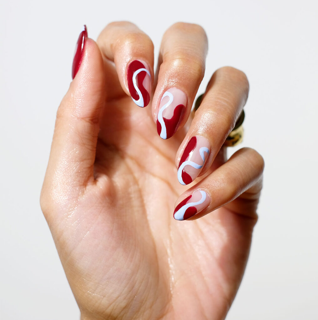 Holiday nails with a twist. CND Vinylux shades: Bordeaux Babe and Chance Taker.