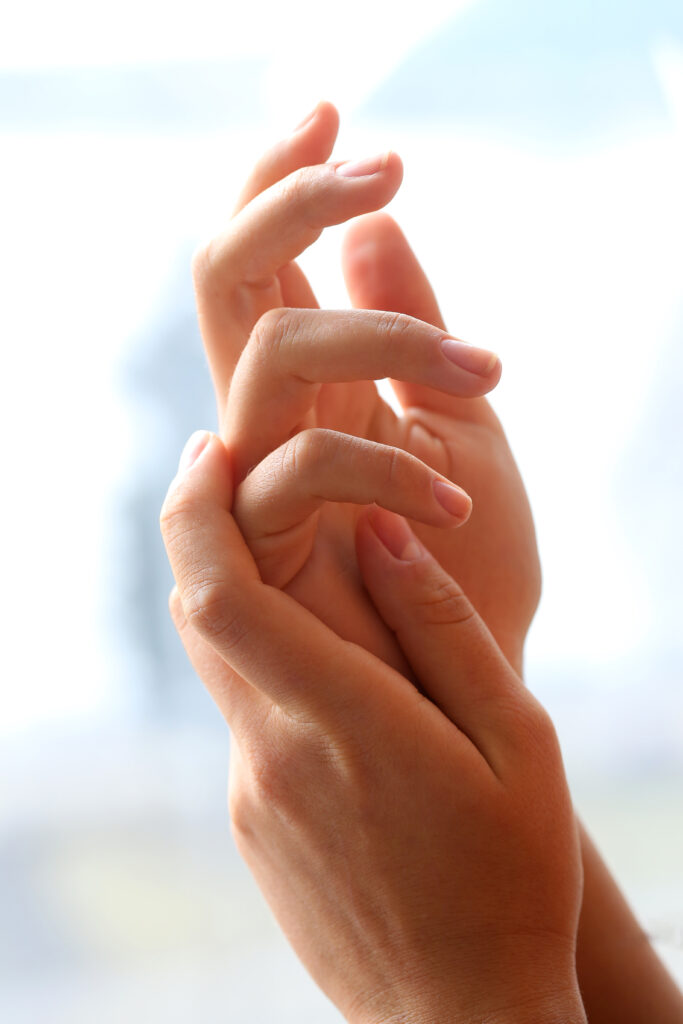 Close-up. Soft hands. Massage. skin caring. 