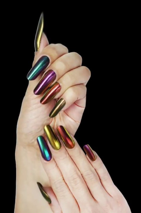 Aora Chrome. Nail Effects. Colorful nail effects.