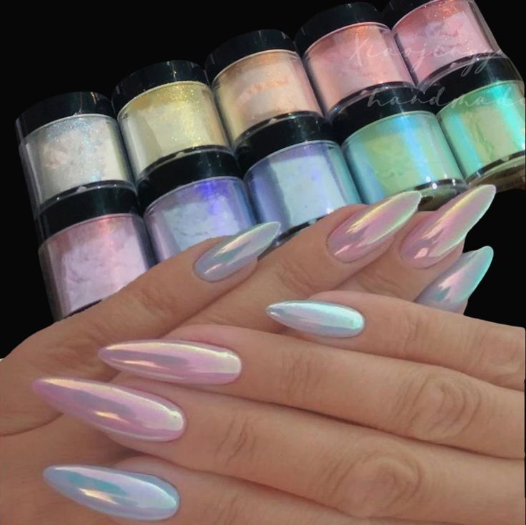 10Color Holographic Neon Aurora Shimmer Glitter Pigment Ultra-fine Dust Mirror Powder Chrome Epoxy Resin Rubbing Nail Art Polish Makeup