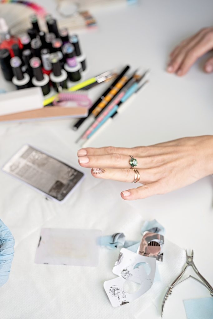 manicure and pedicure tools for french manicure. DIY french manicure. doing home manicure at home.