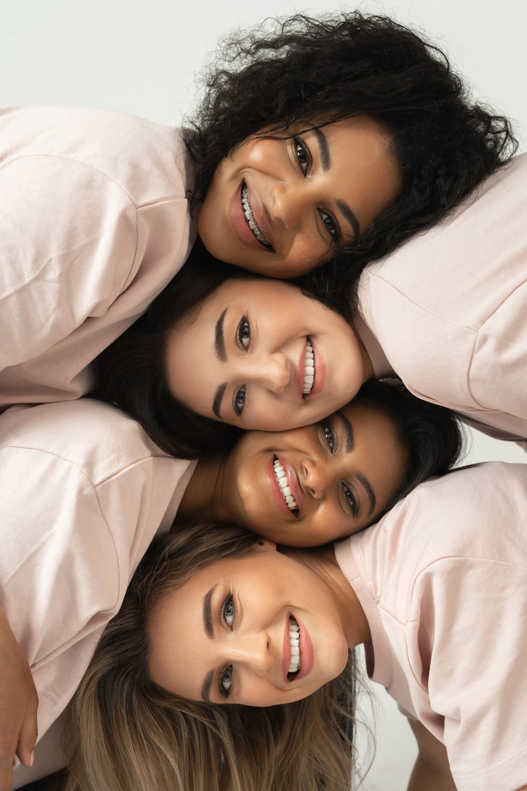 Face Shape Haircuts. Group of different ethnicity women. Multicultural diversity and friendship. Female faces with different skin type and color.