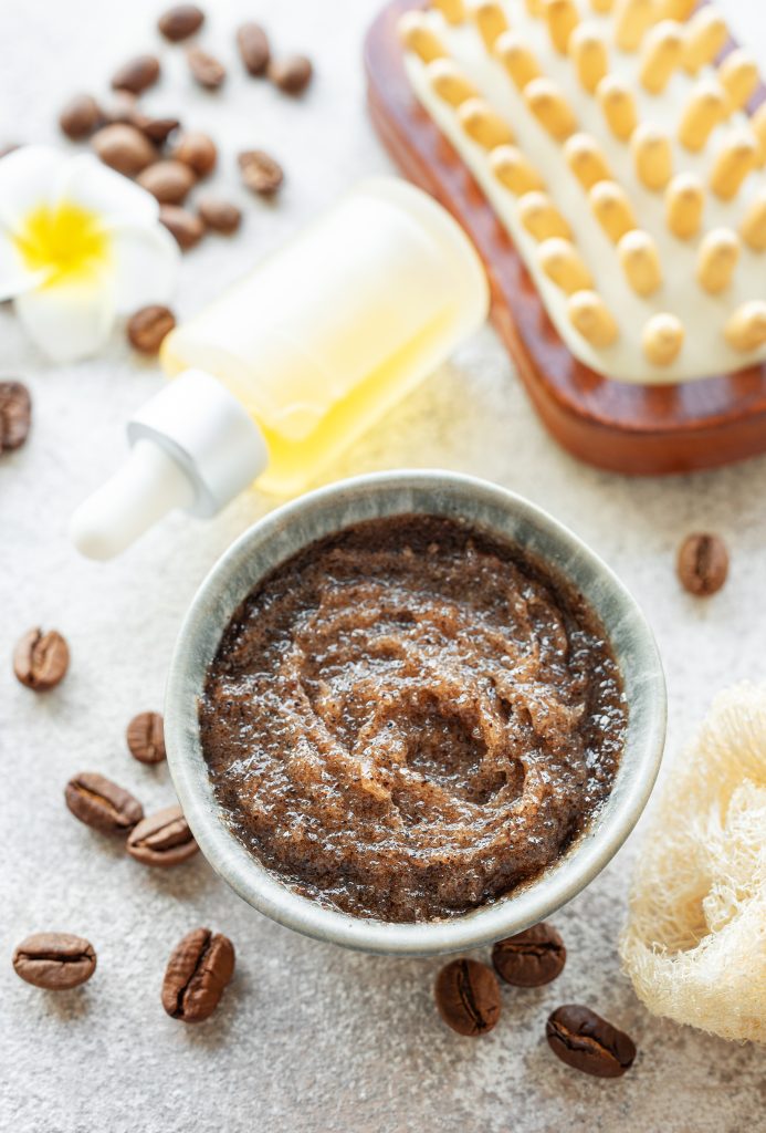 Handmade coffee scrub.  Caffeine skincare. caring. skincare. foot care.