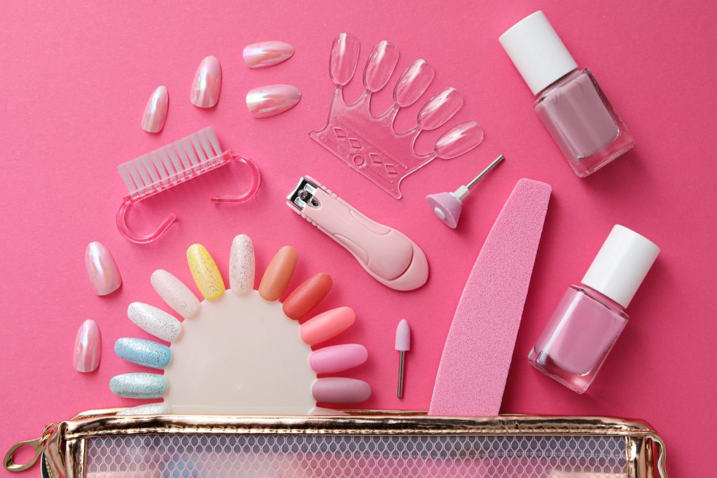 Concept of nail art, tools for pedicure and manicure