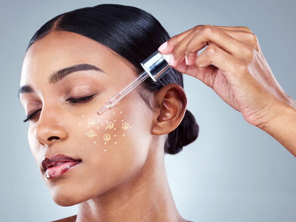 Giving her skin some extra care.
