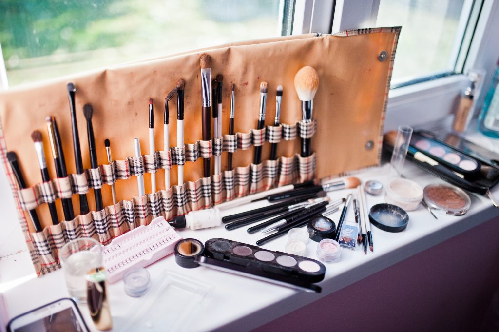 Makeup tools in their holder