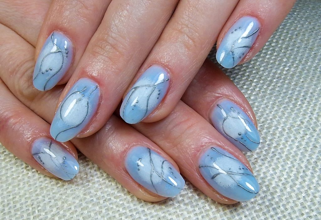A close-up of a professional modern gel manicure