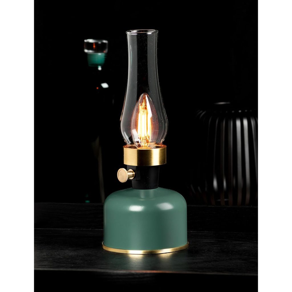 Abbott Lantern LED Lamp with Chimney 10.5"H - Green
