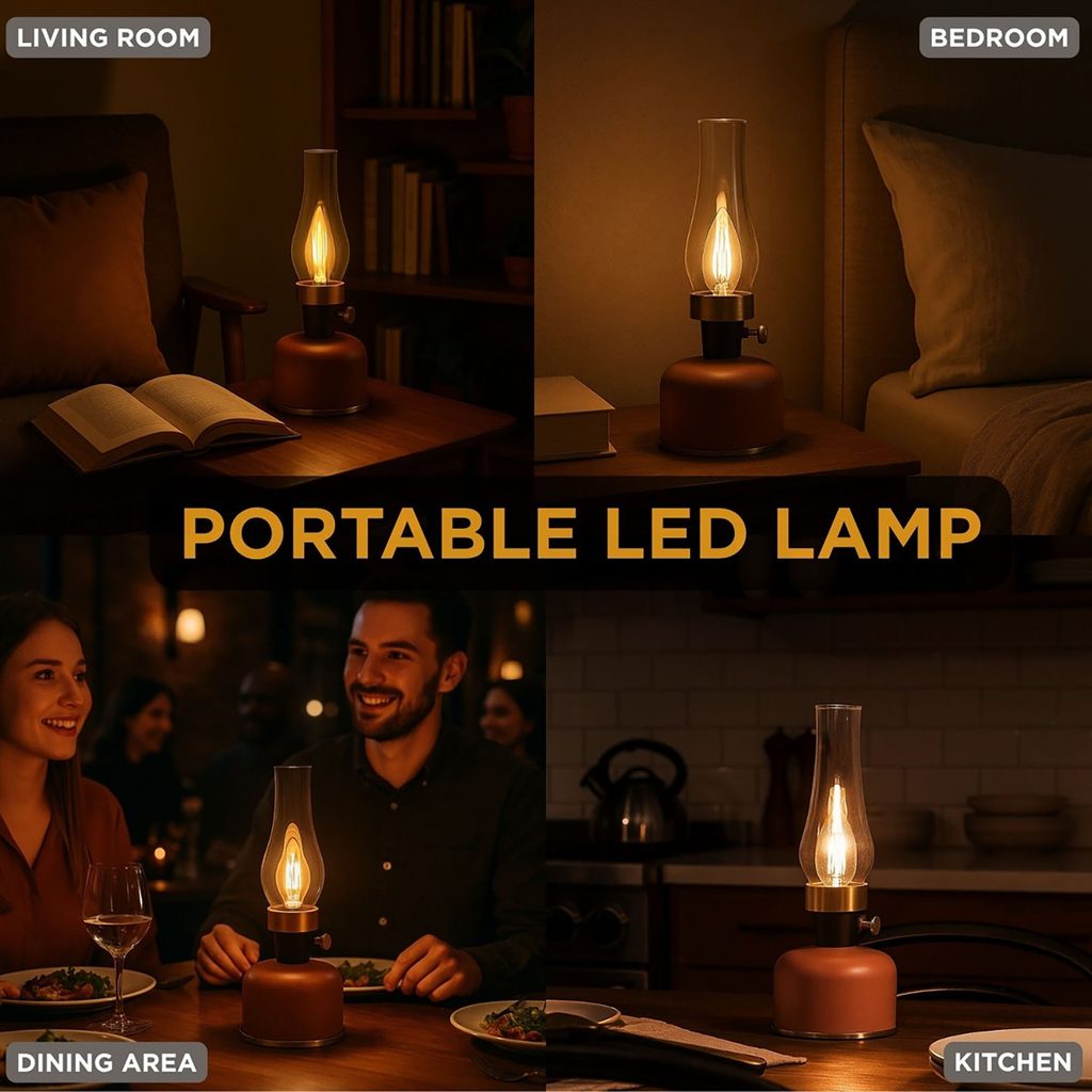 Abbott Lantern LED Lamp with Chimney 10.5"H Terracotta