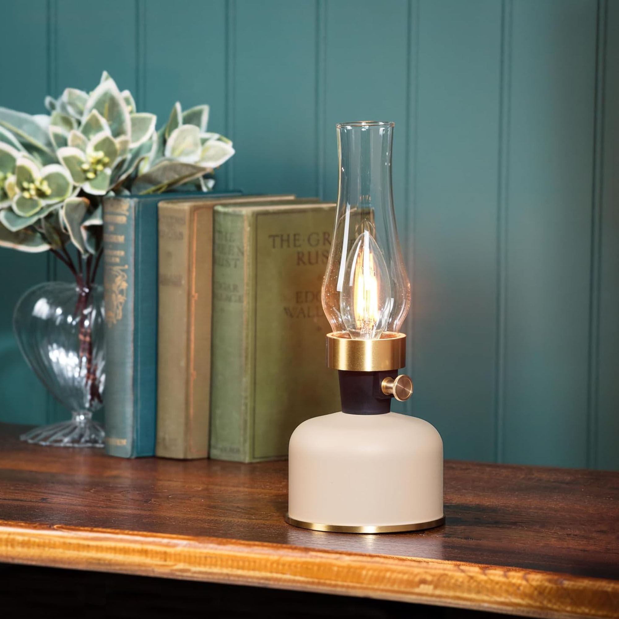Abbott Lantern LED Lamp with Chimney 10.5H - Ivory